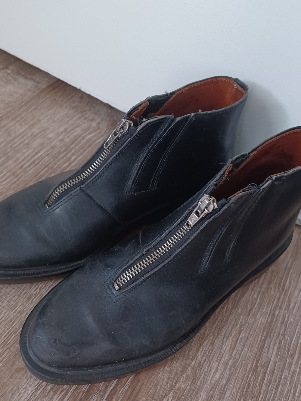 Dr. Martens Black Leather Front-Zip Ankle Boots